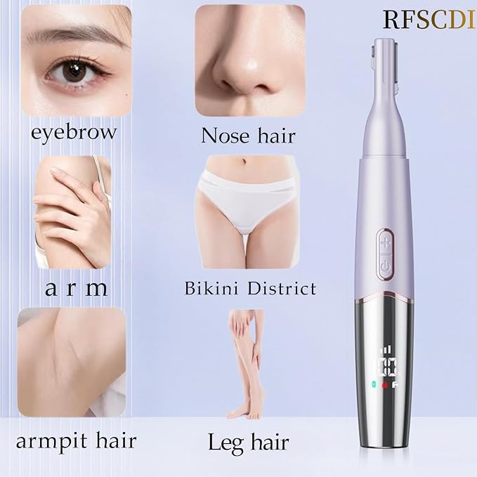 5-in-1 Rechargeable Nose & Eyebrows Hair Trimmer - IPX7 Waterproof Dual Edge Grooming Kit for Men & Women, Perfect for Hair Removal of Nose, Facial, Arm, Bikini, and Ear Hair (Purple)