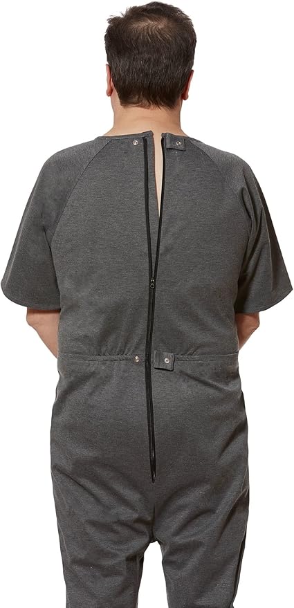 Ovidis Dementia Clothes - Alzheimers Anti-Strip Jumpsuit with Back-Zipper for Elderly Men - Bobby
