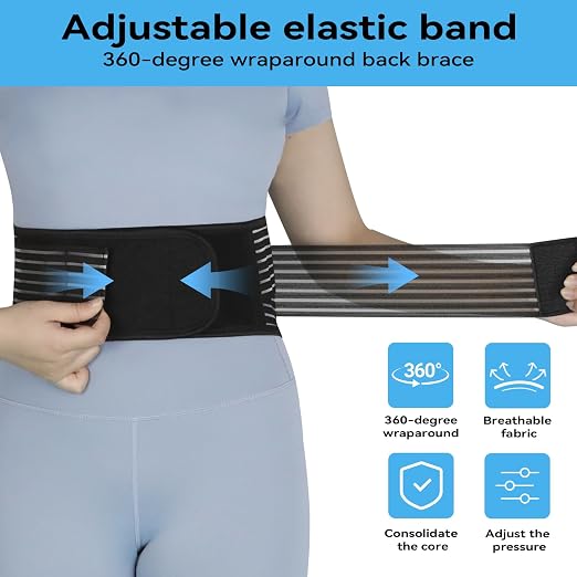 Back Support with Magnet, Tourmaline Magnetic Back Braces for Lower Back Pain Relief, Self Heating & Soothing Waist Band, Lumbar Support Belt for Herniated Disc/Sciatica (X-Large)