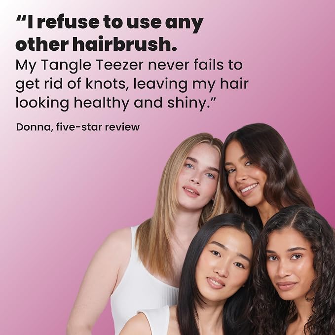 Tangle Teezer Ultimate Detangler Brush, Straight to Wavy, Raspberry | Patented two-tier, regular-flex teeth reduce breakage & split ends on wet or dry hair; Shower-friendly hairbrush for all ages