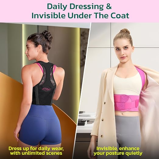 Posture Corrector for Women, for Rounded Shoulders and Hunchback L | Lightweight and Breathable Back Brace for Pain Relief, Compact & Portable with Fashionable Design, Invisible Under Clothes