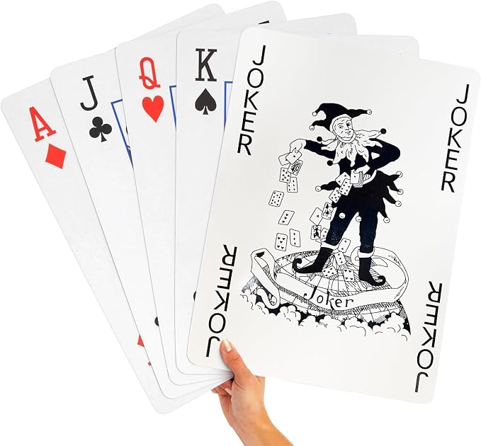 SeptCity Jumbo Playing Cards, Super Big Giant Game Theme Full Deck Huge Poker Oversize Decorations of Magic Party (1 Pack) (16 Times)