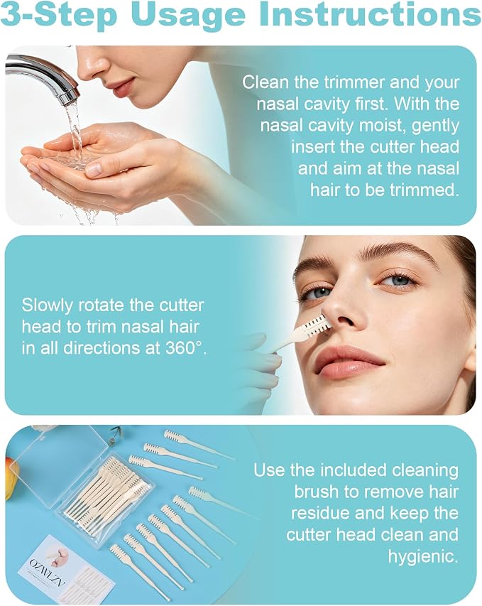 20PCS Nose Hair Trimmer for Men & Women, Nasal Hair Cutter, Nose Razor | 2-in-1 Manual & Portable Nose Trimmer, Double Sided Nose Hair Remover with Cleaning Brush