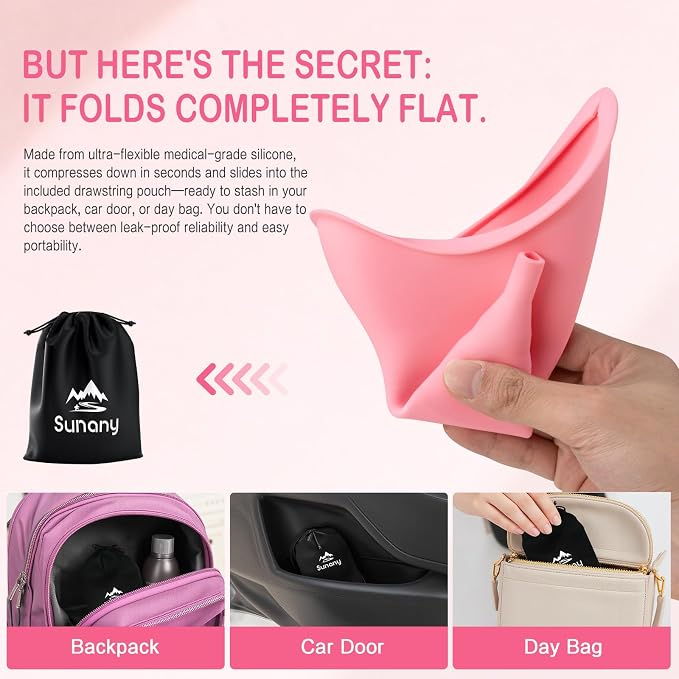 Female Urination Device, Reusable Female Urinal Silicone Women Pee Funnel | Women to Pee Standing Up, The Perfect Companion for Camping,Travel travel outdoor, folds compact, easy rinse