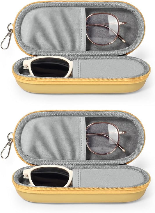 Double Eyeglasses Case, Dual Glasses Sunglasses Organizer with Zipper Closure, Eyewear Storage Box for Men Women Travel