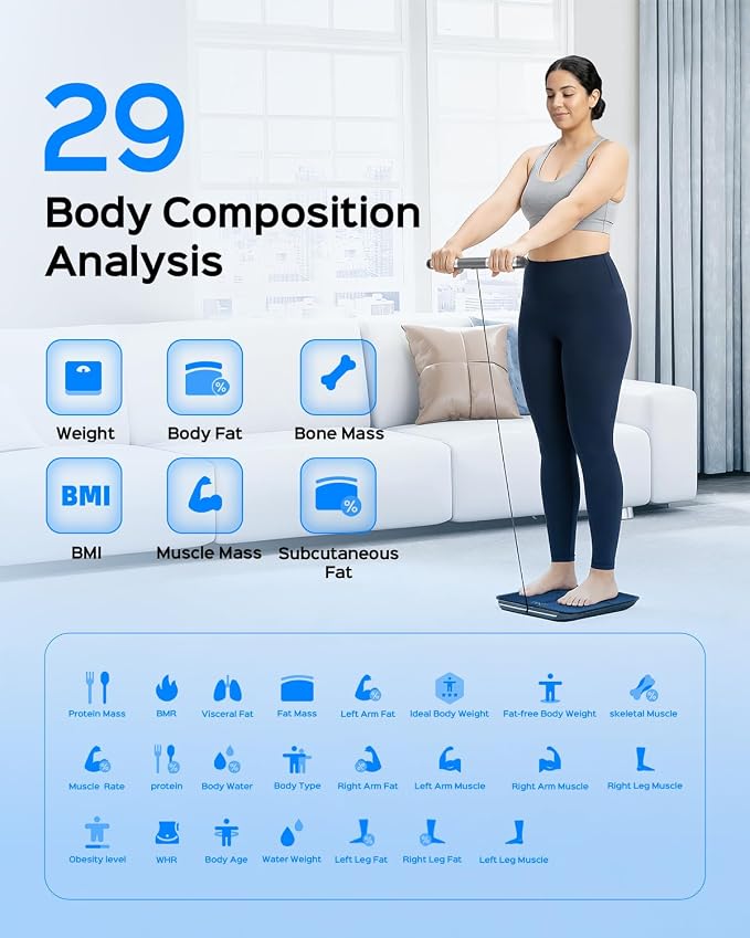 Body Health Pod Scale, Scale with Apple Watch Sync, 8-Electrode Body Composition Analyzer 29 Metrics, Body Fat Muscle Mass Visceral Fat Segmental Analysis BMI, FSA&HSA Eligible, Multi-User