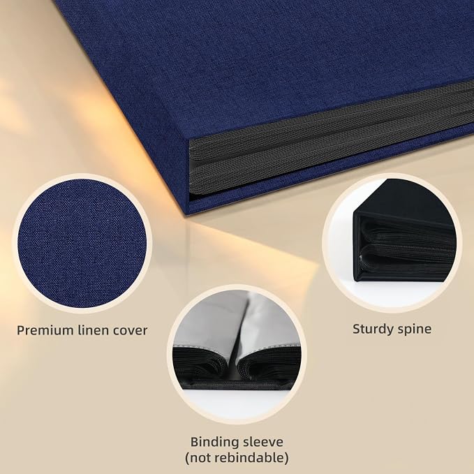 Popotop Photo Album 4x6 100 Pockets for Wedding Gifts,Linen Hardcover Picture Albums for Family Anniversary Baby Vacation Pictures