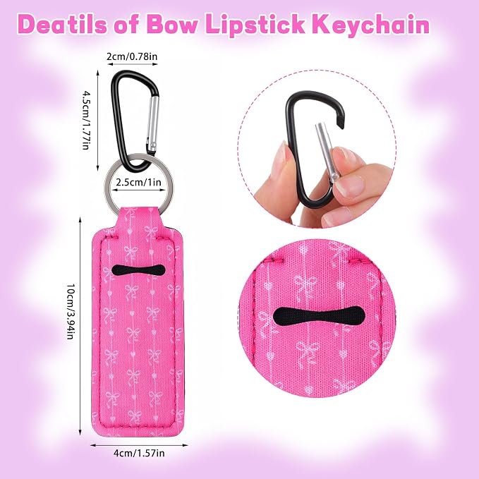 Pengxiaomei 3 Pcs Chapsticks Holder Keychain for Lipstick, Stocking Stuffers for Teen Girls Women Small Christmas Gifts