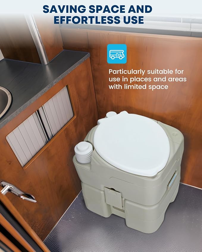 Kohree Portable Toilet for Camping 5.3 Gallon, 20L Cassette Toilet | Porta Potty for Adults with Diagonal Elongated Bowl Seat, Bellows Flush Pump, Flushable Leakproof Toilet for RV Trailer Camp