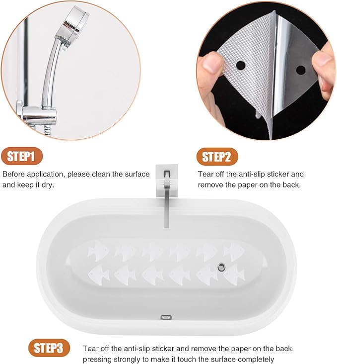 Bathtub Stickers Non-Slip, 24 PCS Safety Shower Treads Adhesive Appliques with Premium Scraper