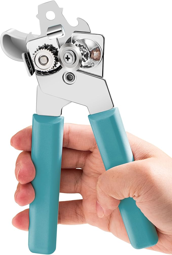 Can Opener Manual, COKORA Can Openers Hand Held with Comfort Anti-Slip Handles, Heavy Duty Stainless Steel Can Opener Smooth Edge and Bottle Openers, Easy Turn Can Openers for Seniors, Kitchen, Green