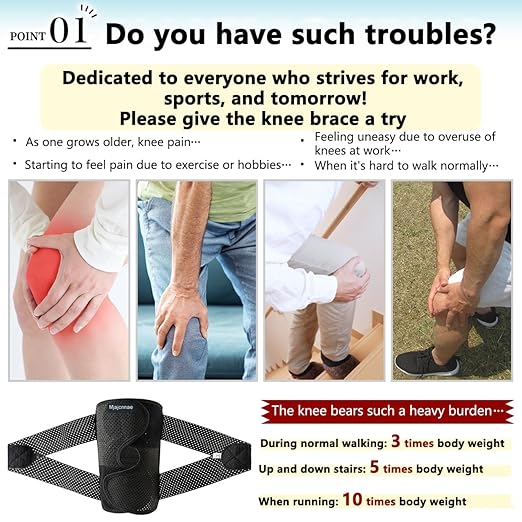 Knee Brace for Women & Men, Knee Brace for Knee Pain, Meniscus Tear, Adjustable Knee Support with Side Spring Stabilizers for Meniscus Tear, Arthritis, Patella Stability, Knee Pain Relief(X-Large)