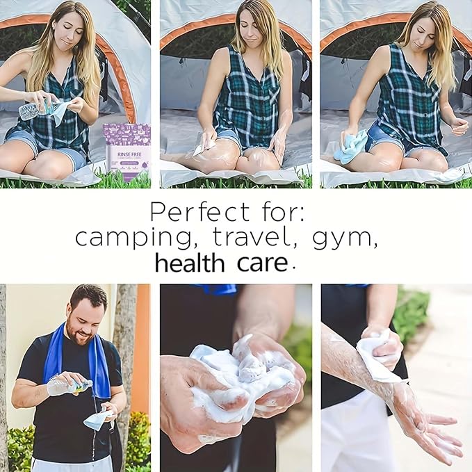 4 Packs XL No Rinse Body Wipes for Adults Bathing, Rinse Free Bathing Shower Wipes for Adults. Soap Infused, Disposable Body wipes for Elderly 100 PCS for Camping, Elderly, Post Surgery, Gym