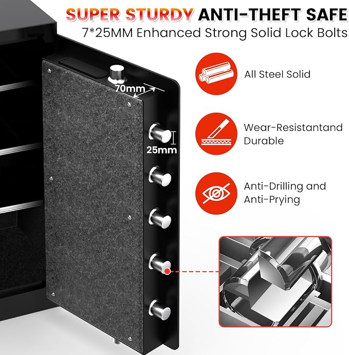 [𝟐𝟎𝟐𝟔] 𝟑𝟓𝐌𝐢𝐧 𝟏𝟕𝟎𝟎°𝐅 Fire Proof Safe for Home Documents, 7.5 Cuft Fireproof Safe for Home, Home Safes With Removable Shelf, 𝟕𝟎𝐋𝐛𝐬 Heavy Duty Safes with Anti-theft for Home, Office