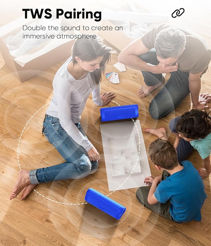 Bluetooth Speaker with HD Sound, Portable Wireless, IPX5 Waterproof, Up to 20H Playtime, TWS Pairing, BT5.3, for Home/Party/Outdoor/Beach, Electronic Gadgets, Birthday Gift (Blue)
