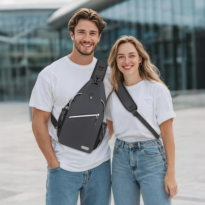 MOSISO Small Sling Bag for Men, Crossbody Shoulder Chest Daypack Bag | Sling Backpack for Casual Travel Hiking