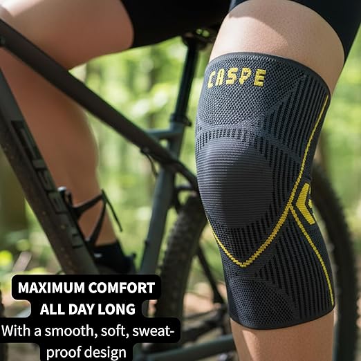 Caspe 2 Pack Knee Compression Sleeve – Knee Brace for Women & Men, Support for Running, Gym, Sports, Mild Arthritis, Pain Relief, Training, Daily Use, Workout (Yellow, X-Large)