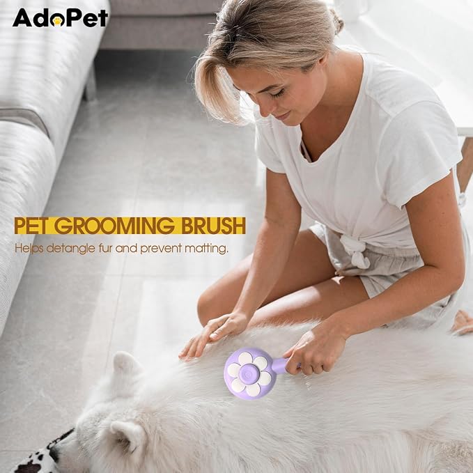 Self-Cleaning Pet Grooming Brush – Smooth Grooming Brush for Dogs and Cats, Easy Hair Removal with the Push of a Button, Gentle Shedding Remover for Small Pets