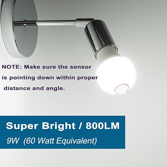 Motion Sensor Light Bulbs for Outdoor Indoor, 9W A19 Motion Detector Led Bulb, 60 Watt Equivalent, E26 800lm 5000K Daylight, Dusk to Dawn Motion Activated Security Lights for outside, Inside (2 Pack)