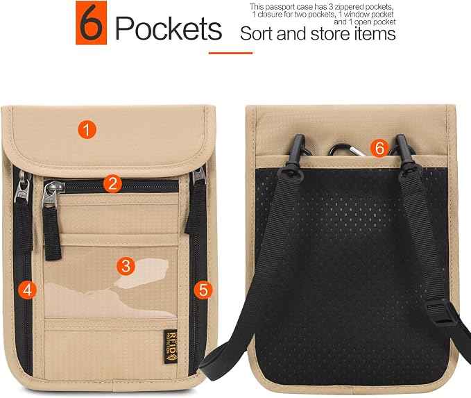 Neck Wallet Lightweight RFID Blocking Waterproof Travel Pouch Passport Wallets for Women Men