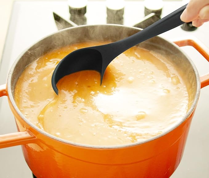 Zulay Kitchen Soup Ladle – Ergonomic, Heat-Resistant & Versatile for Serving Soup, Chili, Gravy & More - Black