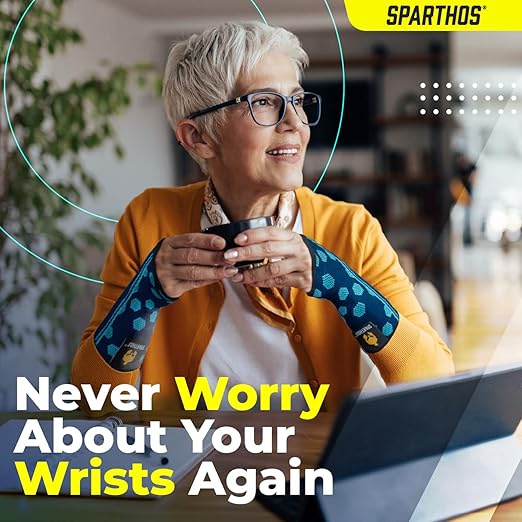 Sparthos Wrist Support Sleeves (Pair) – Compression Wrist Brace for Men and Women - Carpal Tunnel Tendonitis Arthritis Pain Relief Wrist Pain Strains Sprains Bursitis Improve Circulation (Blue-L)