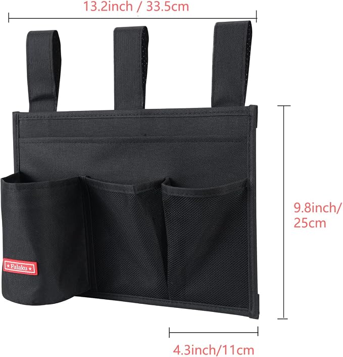 Hanging Bedside Caddy,Bedside Organizer Caddy for Bed Rails(Classic 4 Pockets-Black)