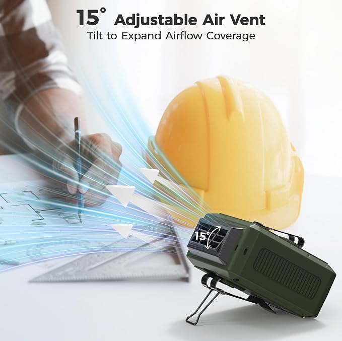 Portable Mini Waist Fan - Rechargeable Clip on Belt Wearable Body Fan, Max 20H Cooling, 5 Speeds 16000RPM Turbo Hands-Free Under-Shirt Neck Fan for Outdoor Jobsite Camping Traveling