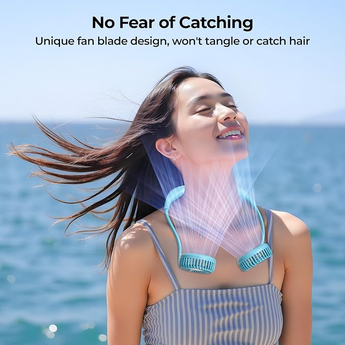 AMACOOL Portable Neck Fan, Lightweight Wearable with Hands-Free Comfort | 360° Adjustable Personal Fan with Ultra Quiet & Strong Wind, Gifts for Men Women Hot Flashes Cruise Travel Outdoor Sports