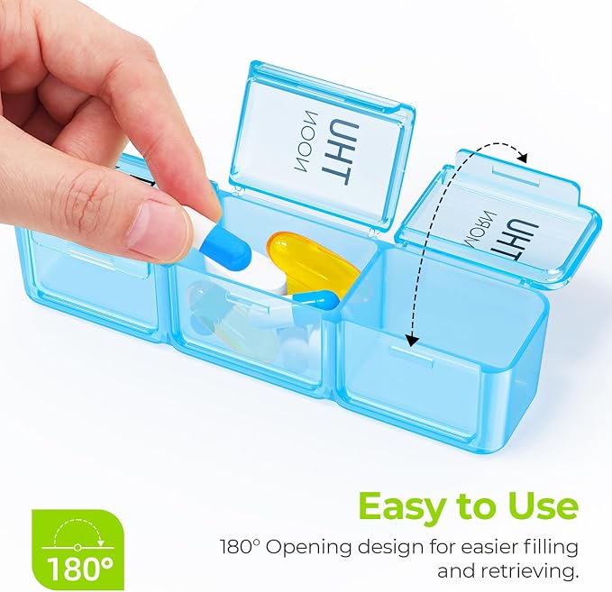 AUVON Weekly Pill Organizer 3 Times a Day with Moistureproof & Dual Protect | Large Pill Box 7 Day Easy to Use, Portable Pill Case for Travel, Pill Containers to Hold Vitamins, Medication, Fish Oils
