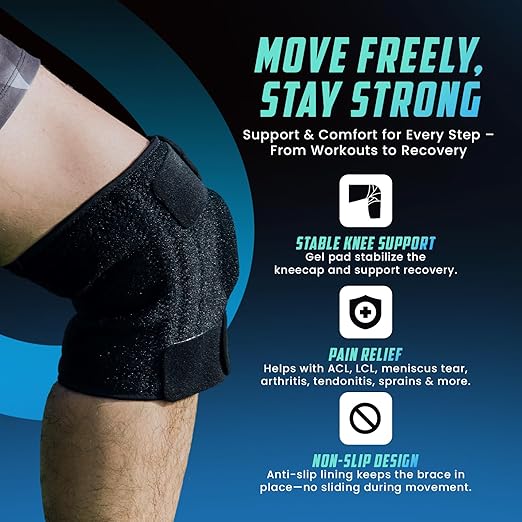 Knee Stabilizer for Men Women Advanced Support for Patellar Tendonitis Joint Injuries and Meniscus Wear for Meniscus Tears, Arthritis, ACL, Medium Support Level