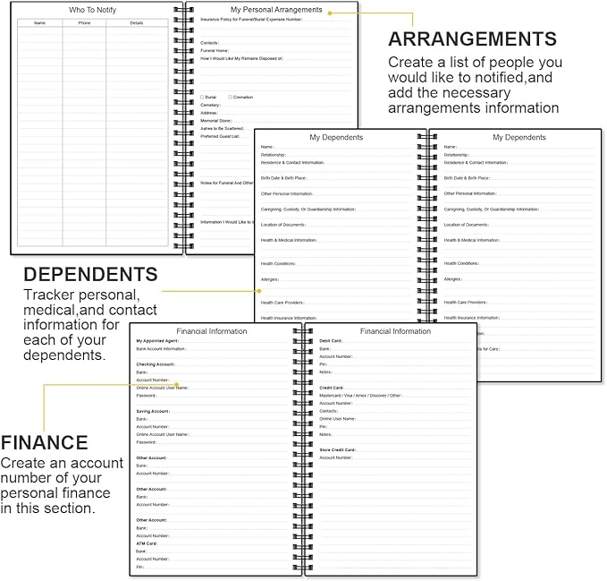 End of Life Planner – Final Arrangements Organizer for Beneficiary, Will Preparation, Last Wishes & Funeral Planning, 5.8" x 8.5", Black