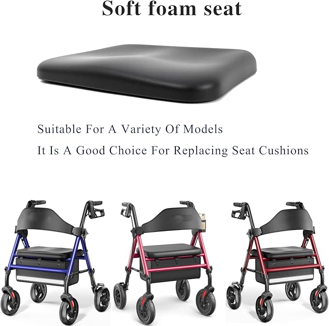 YZRYXHWL Rollator Seat Cushion, 14.1 "x12.2 Replacement, Ergonomic Seat is More Comfortable (1Ea Black) (PU Cushion)