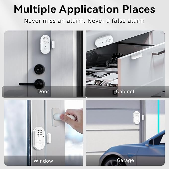 Sanjie Door Alarms When Opened,Door Window Alarm Sensors for Kids Safety/Home Security/Pool/Garage/Dementia/Toddler/Travel Security,Easy to Install,Volume Control/Loud Alert,Long Battery Life,8 Pack