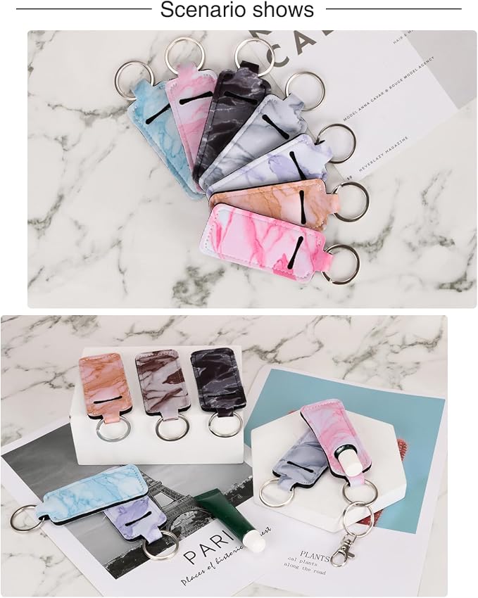 Meiiy Chapstick Holder Keychain Lip Balm Holder Lipstick Sleeve Pouch Lip Gloss Holder Stocking Stuffers Gift for Women