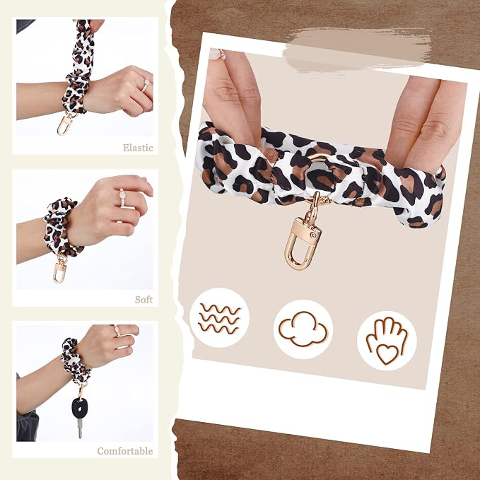 Jadive 3 Pcs Scrunchie Keychain Wristlet Cute Bracelet Stretchy Car Keyring Wrist Holder for Women Gym Travel Shopping