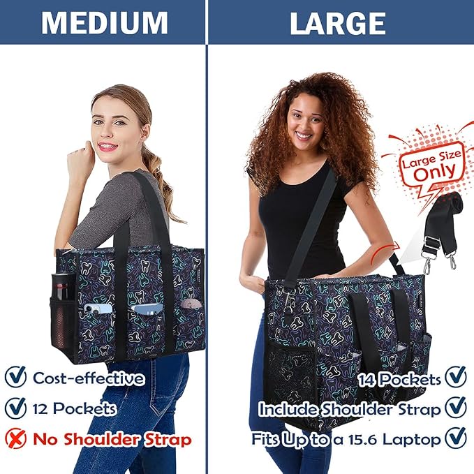 ABAMERICA Nurse Bags for Work Nursing Bag Multiple Pockets Waterproof Organizing Zip Top Clinical Bag for Nursing Students