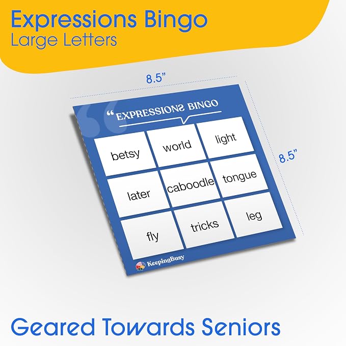 Keeping Busy Expressions Bingo Dementia Activities for Seniors | Alzheimer Products for Elderly Patients | Fun Memory Game Toy & Cognitive Brain Puzzle for Senior Citizens w/Memory Loss or Alzheimers