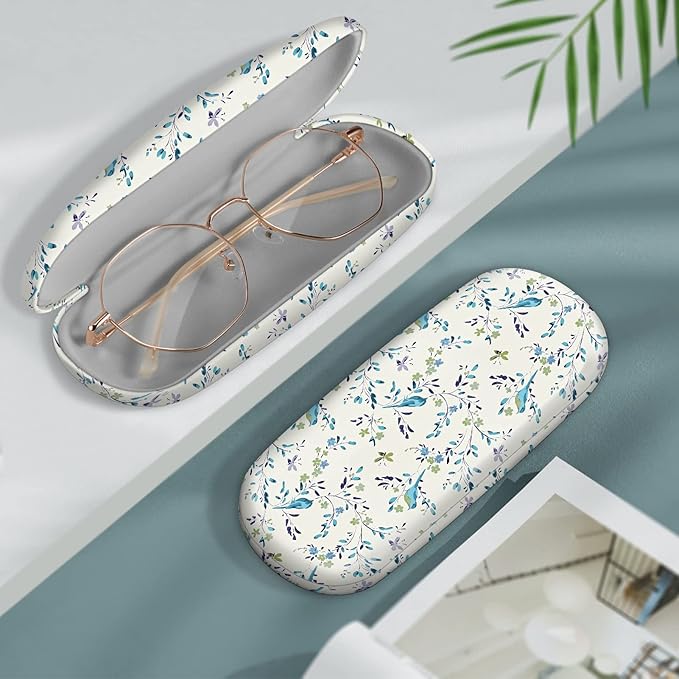 FINTIE Hard Shell Eyeglasses Case, Portable Protective Glasses Cover Eyeglass Holder Box with Cleaning Cloth for Men Women