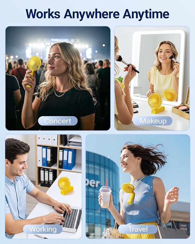 SWEETFULL Handheld Portable Fan, 5000mAh Rechargeable Battery, 6 Speed Wind, LED Digital Display, Foldable Electric Personal Mini Travel Fan with Backup Power, Summer Essentials Gifts for Women Girl
