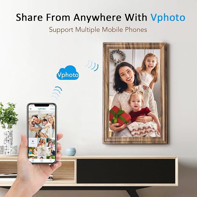 16 Inch Large Digital Picture Frame, Canupdog Digital Photo Frame with 32GB Storage Wall Mountable, Auto-Rotate, Motion Sensor Share Photo Video via App
