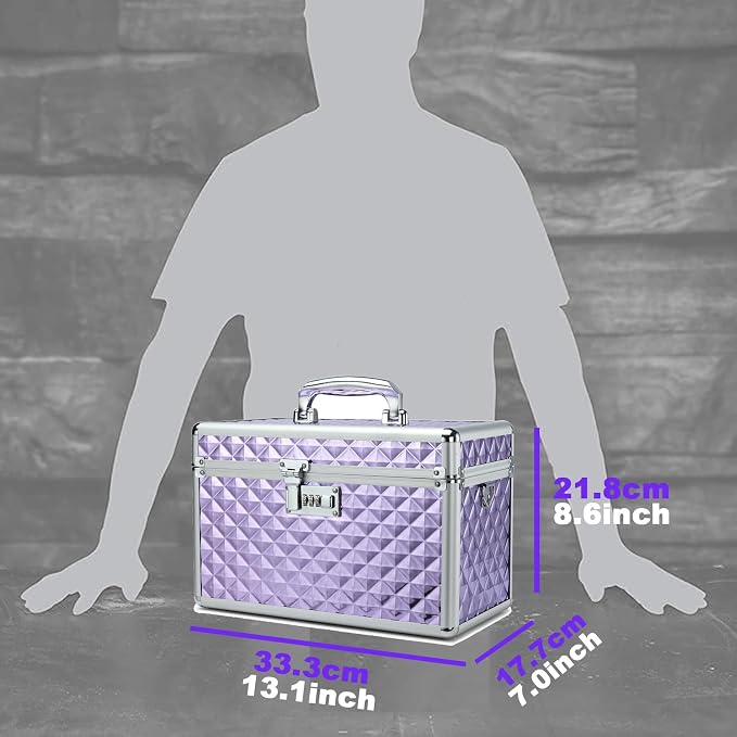 Storage Lock Box with Combination Lock, Lockable Medicine Storage Box, Empty First Aid Box, Security Lock Box, Multipurpose Locking Box for Home and Outdoor Use (Purple, Large)