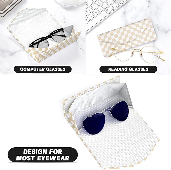 Sunglasses Case, Foldable Glasses Case, Magnetic PU Leather Hard Shell Folding Eyeglass Holder Box, Collapsible Unisex