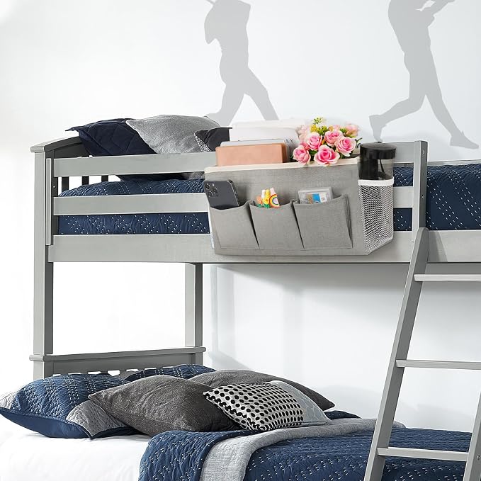 Bedside Caddy Bedside Storage Bag for Headboards/Bunk Bed | Hanging Bed Caddy with Hooks fits Bunk bed Hospital Beds Dorm Bed Rails, Essentials for Phones, Books, Remotes, Water Bottles
