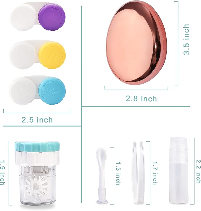 cauyuan Contact Lens Case Portable Travel Box with Cleaner Washer | with Mirror and Removal Tool Solution Bottle for Outdoor Daily Office