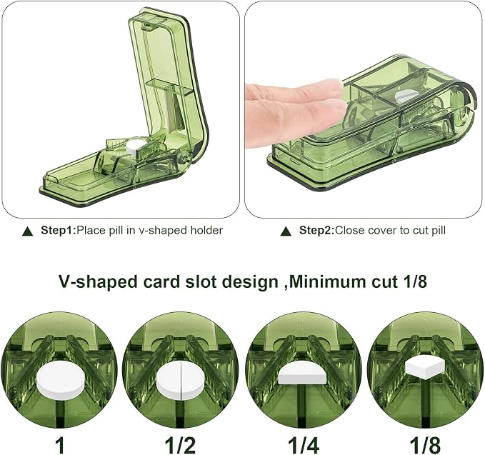 2PCS Pill Cutter, Professional Pill Splitter for Cutting Small Pills or Large Pills in Half
