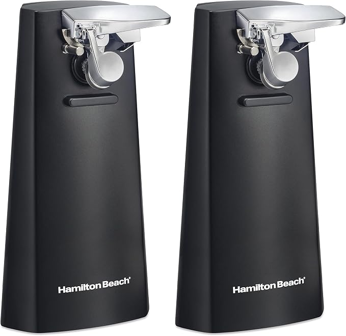 Hamilton Beach Extra-Tall Electric Automatic Can Opener with Easy-Clean Detachable Cutting Lever, Cord Storage,Black (76702), Cord Storage, Knife Sharpener (Pack of 2)