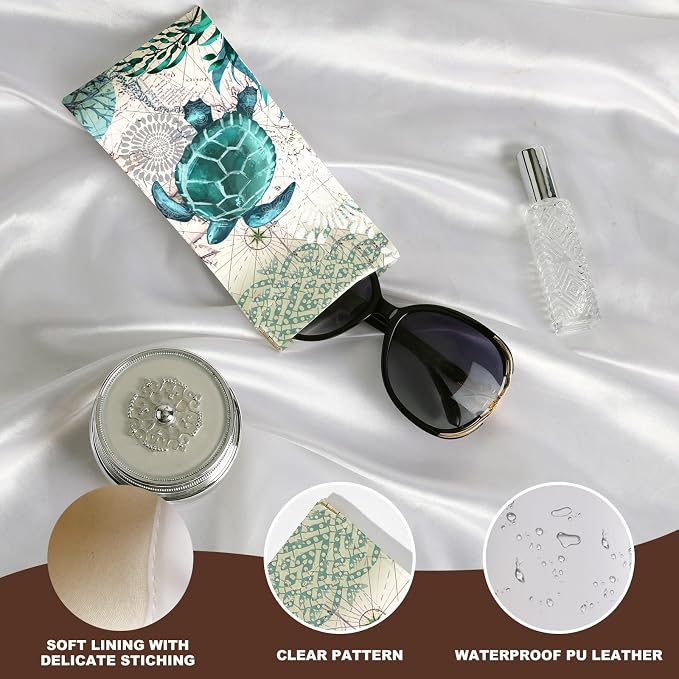 Anikathy 2Pcs Sunglass Eyeglass Glasses Case Soft PU Leather with Cleaning Cloth Cute Glasses Pouch Bag for Men Women Girs