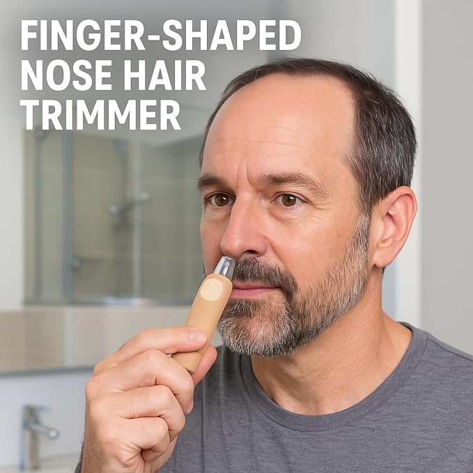 Finger Shaped Nose and Ear Hair Trimmer, Battery Operated Portable | Grooming Tool for Men and Women, Funny Gag Gift, Stocking Stuffer, Novelty Travel Accessory for Discreet Hair Removal