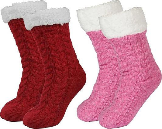 BenSorts Women Winter Thick Slipper Socks with Grippers Non Slip Warm Fuzzy Socks Christmas Gifts